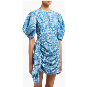 Women's RHODE Blue & White Floral Print Mini Dress, Size XS